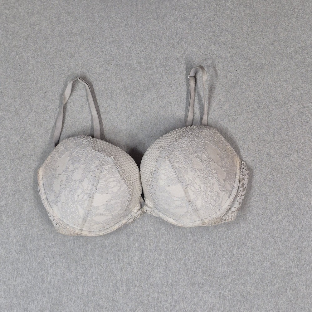 Victoria's Secret Women Bra 38C Gray Very Sexy Push Up Lace, Mesh Strap